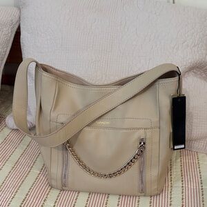 Beige Leather Shoulder Bag